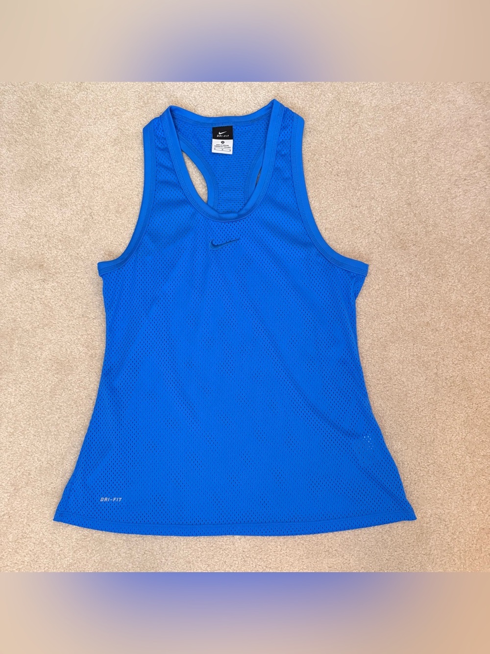 Nike Blue Mesh Racerback Tank - Women's Medium Dri-fit Sleeveless Sports Shirt